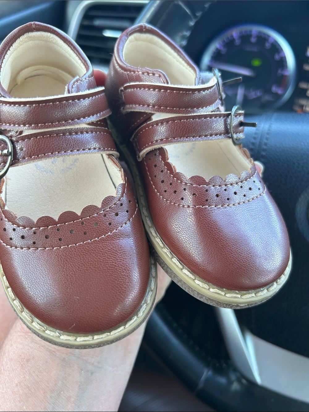 Toddler Mary Jane Dress Shoes in Brown with Double Strap